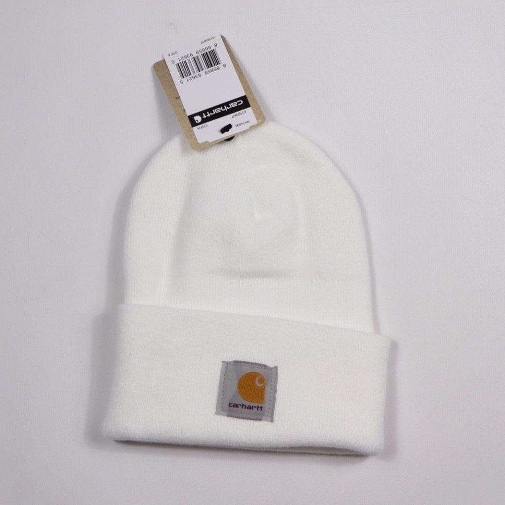 New Carhartt Spell Out Winter Beanie Hat White - Picture 1 of 3